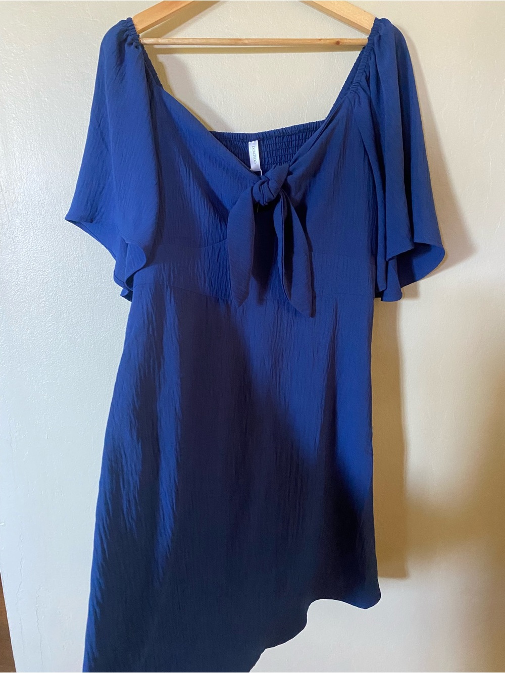 Tie-Front Navy Short Sleeve Dress